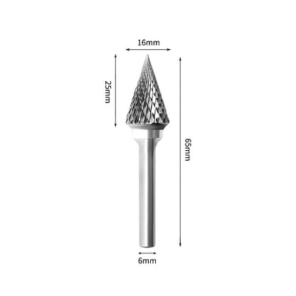 SM 16*25mm Pointed Cone Carbide Burr 6mm Shank 65mm Long Rotary File Bit - Da Blacksmith