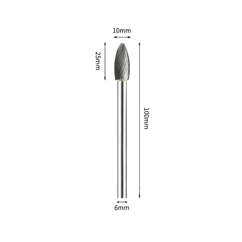 SH 10*25mm Flame Carbide Burr 6mm Shank 100mm Long Rotary File Bit - Da Blacksmith