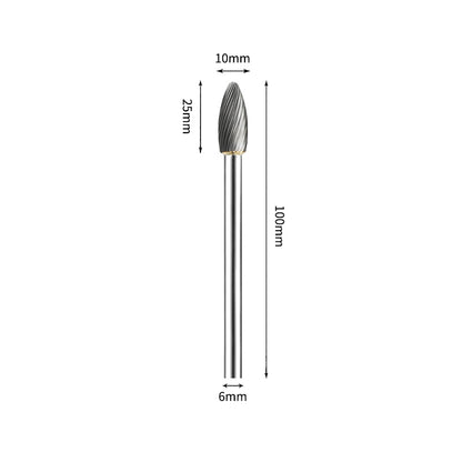 SH 10*25mm Flame Carbide Burr 6mm Shank 100mm Long Rotary File Bit - Da Blacksmith