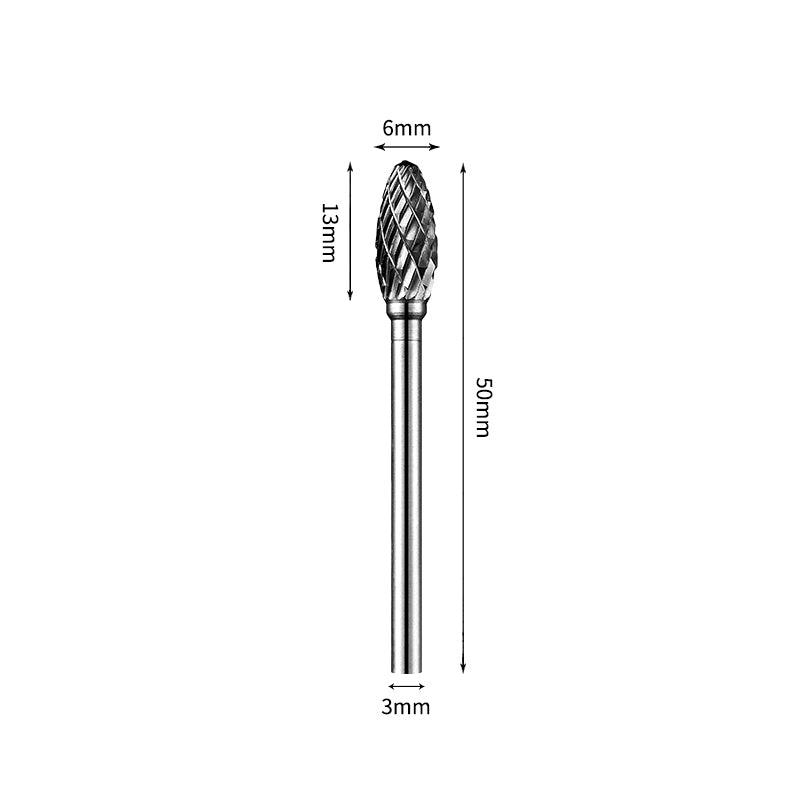 SH 6*13mm Flame Carbide Burr 3mm Shank 50mm Long Rotary File Bit - Da Blacksmith