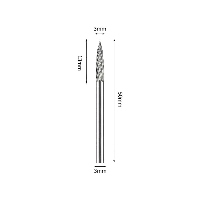 SG 3*13mm Pointed Tree Carbide Burr 3mm Shank 50mm Long Rotary File Bit - Da Blacksmith