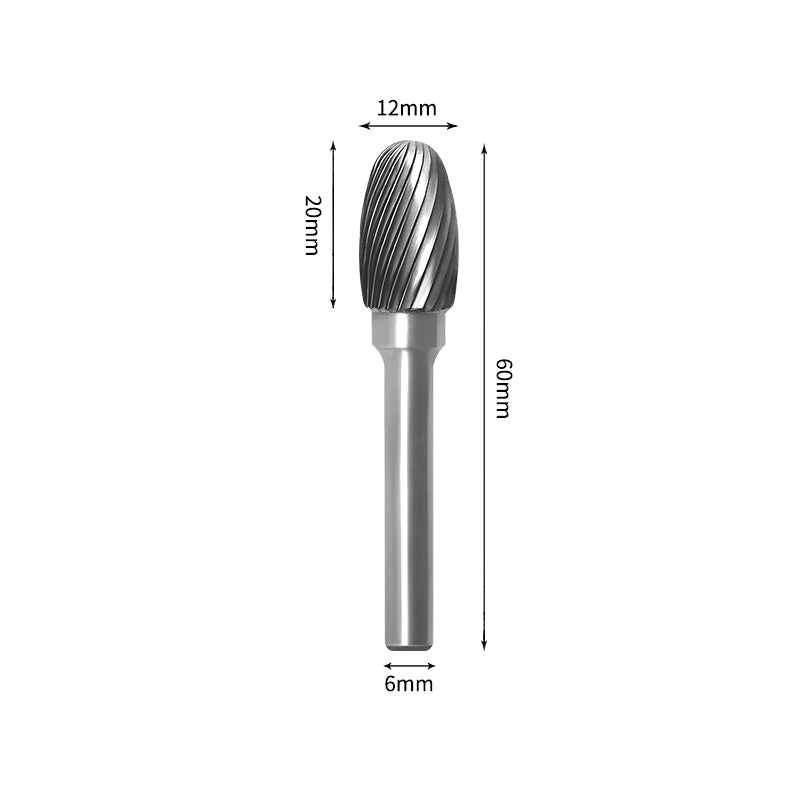 SE 12*20mm Oval Carbide Burr 6mm Shank 60mm Long Rotary File Bit - Da Blacksmith