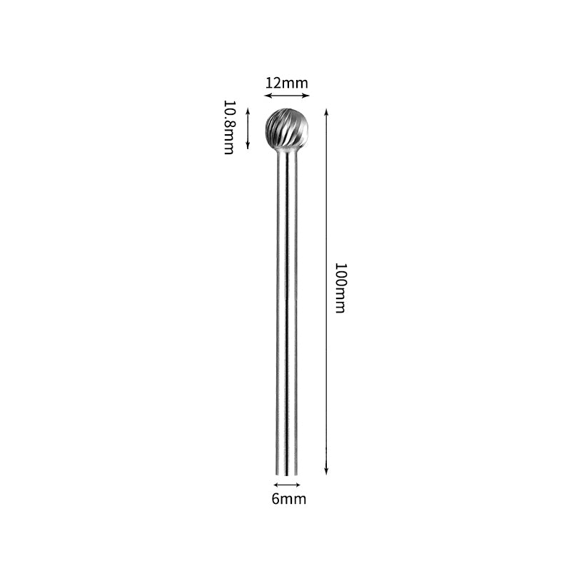 SD 12*10.8mm Ball Carbide Burr 6mm Shank 100mm Long Rotary File Bit - Da Blacksmith