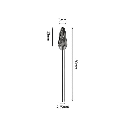 SF 6*13mm Rounded Nose Tree Carbide Burr 2.35mm Shank 50mm Long Rotary File Bit - Da Blacksmith