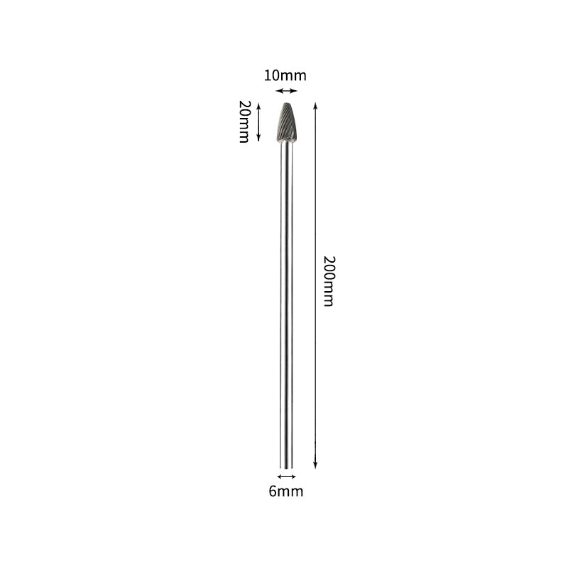 SF 10*20mm Rounded Nose Tree Carbide Burr 6mm Shank 200mm Long Rotary File Bit - Da Blacksmith