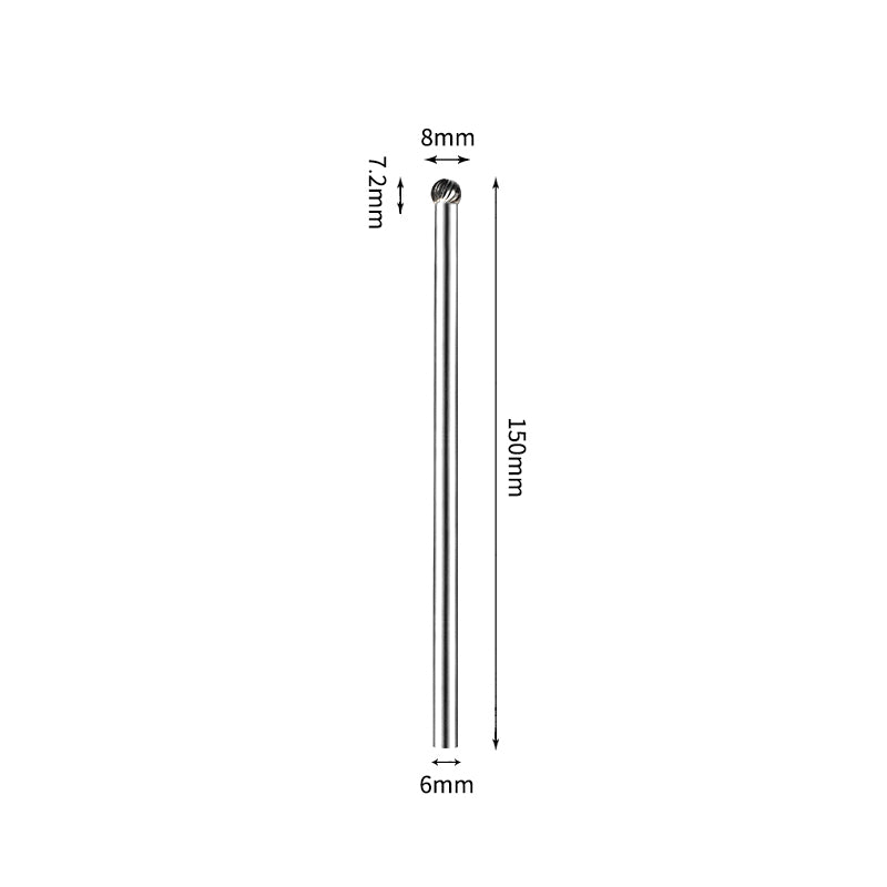 SD 8*7.2mm Ball Carbide Burr 6mm Shank 150mm Long Rotary File Bit - Da Blacksmith