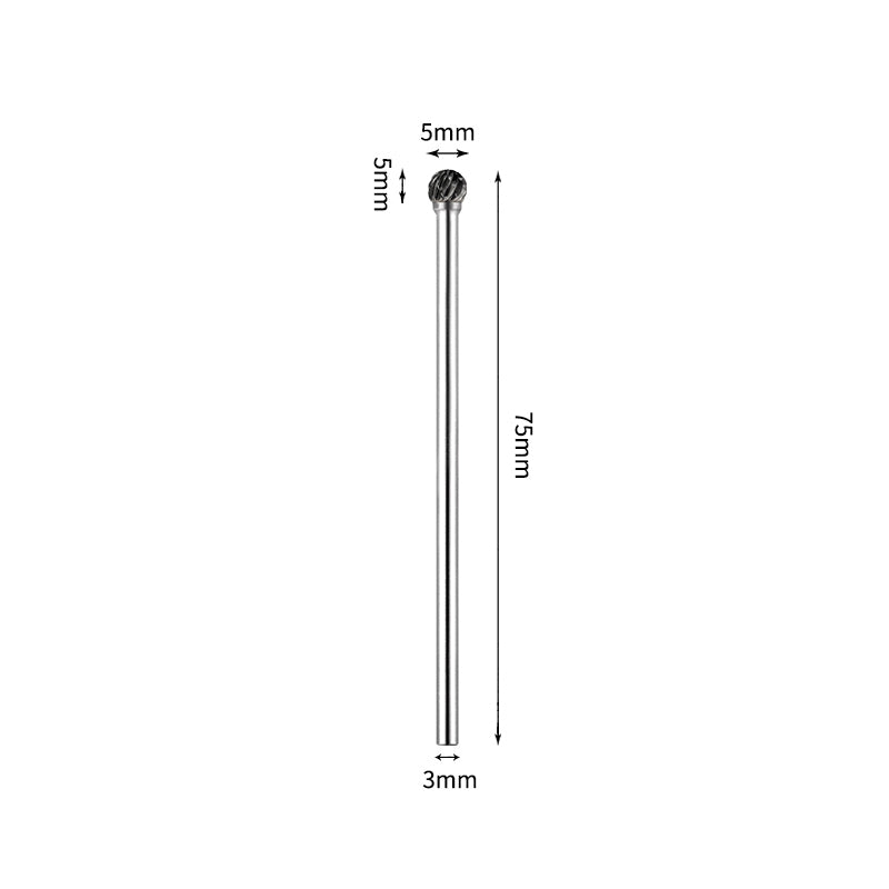 SD 5*5mm Ball Carbide Burr 3mm Shank 75mm Long Rotary File Bit - Da Blacksmith