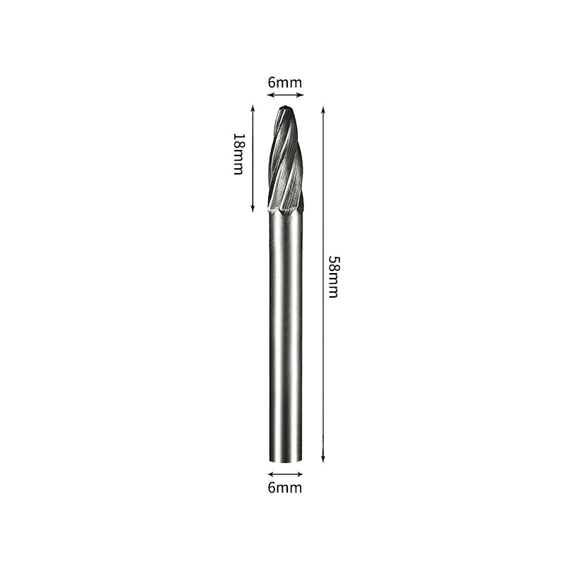 SF 6*18mm Rounded Nose Tree Carbide Burr 6mm Shank 58mm Long Rotary File Bit - Da Blacksmith