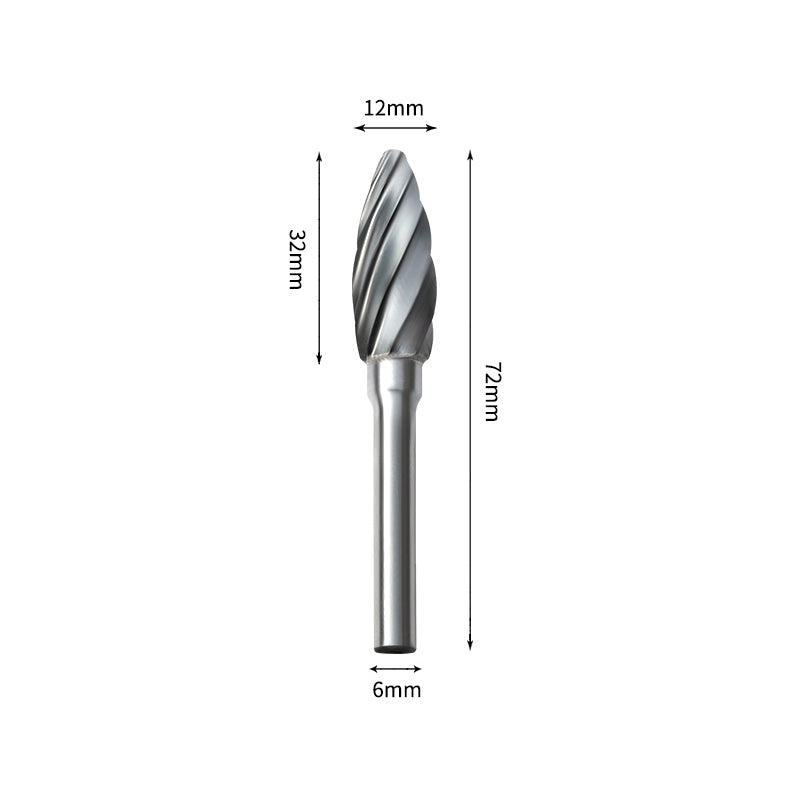 SH 12*32mm Flame Carbide Burr 6mm Shank 72mm Long Rotary File Bit - Da Blacksmith