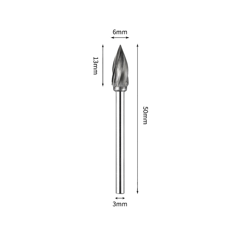 SG 6*13mm Pointed Tree Carbide Burr 3mm Shank 50mm Long Rotary File Bit - Da Blacksmith