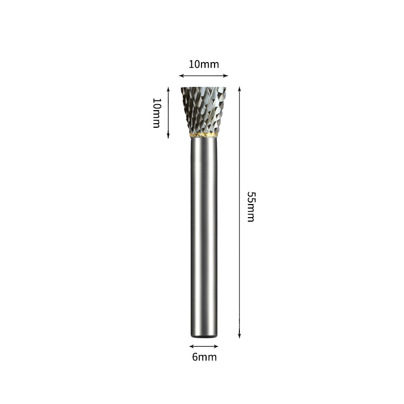 SN 10*10mm Inverted Taper Carbide Burr 6mm Shank 55mm Long Rotary File Bit - Da Blacksmith