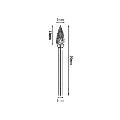 SG 6*13mm Pointed Tree Carbide Burr 3mm Shank 50mm Long Rotary File Bit - Da Blacksmith