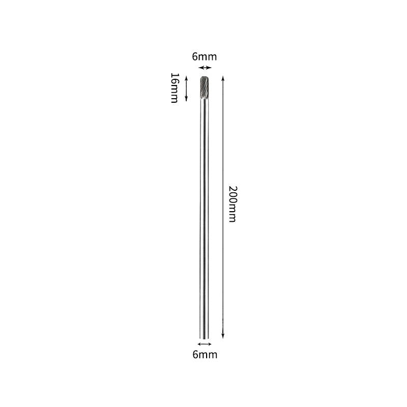 SC 6*16mm Cylinder Radius End Carbide Burr 6mm Shank 200mm Long Rotary File Bit - Da Blacksmith