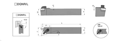 MDQNR/MDQNL 2525M15 External Turning Toolholder - Da Blacksmith