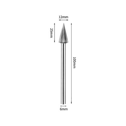 SM 12*25mm Pointed Cone Carbide Burr 6mm Shank 100mm Long Rotary File Bit - Da Blacksmith