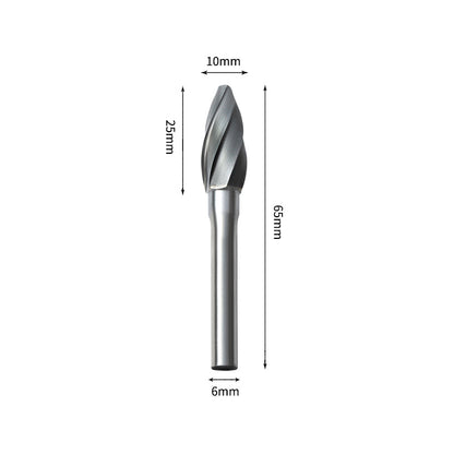 SH 10*25mm Flame Carbide Burr 6mm Shank 65mm Long Rotary File Bit - Da Blacksmith