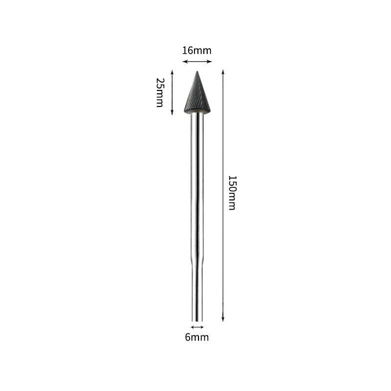 SM 16*25mm Pointed Cone Carbide Burr 6mm Shank 150mm Long Rotary File Bit - Da Blacksmith