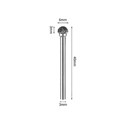 SD 6*3mm Upper Half Ball Carbide Burr 3mm Shank 40mm Long Rotary File Bit - Da Blacksmith