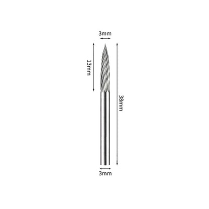 SG 3*13mm Pointed Tree Carbide Burr 3mm Shank 38mm Long Rotary File Bit - Da Blacksmith