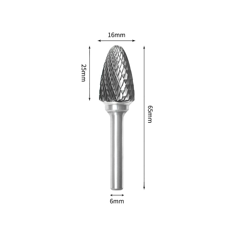 SF 16*25mm Rounded Nose Tree Carbide Burr 6mm Shank 65mm Long Rotary File Bit - Da Blacksmith