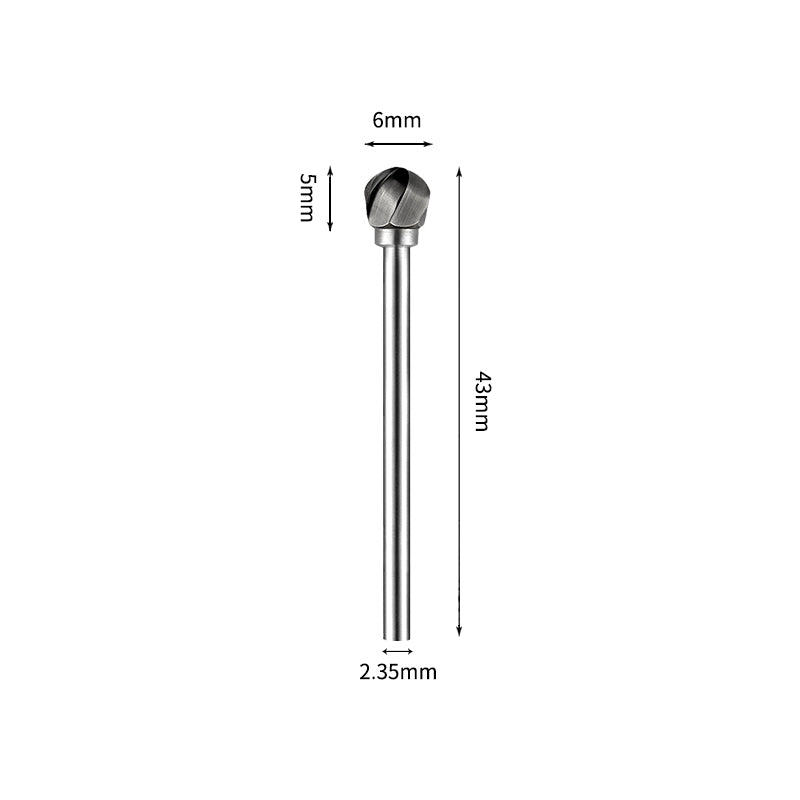 SD 6*5mm Ball Carbide Burr 2.35mm Shank 43mm Long Rotary File Bit - Da Blacksmith