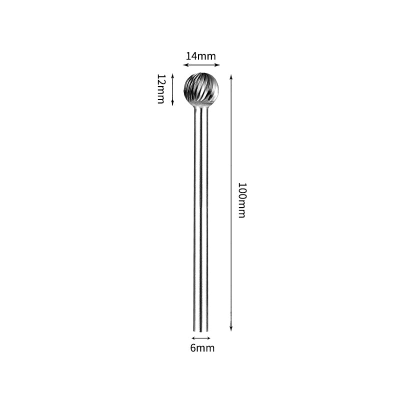 SD 14*12mm Ball Carbide Burr 6mm Shank 100mm Long Rotary File Bit - Da Blacksmith