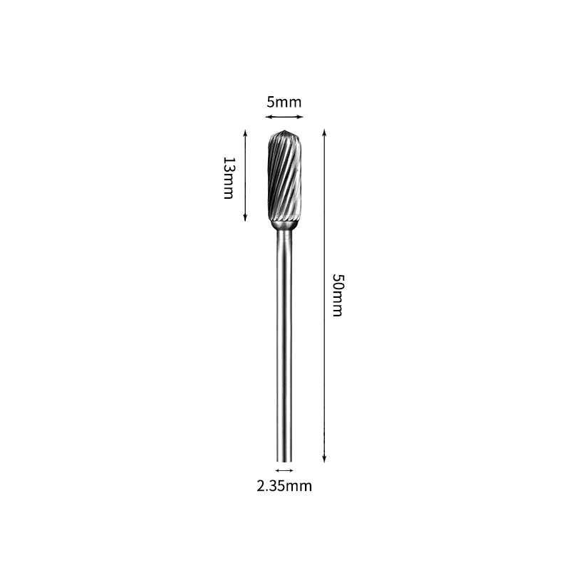 SC 5*13mm Cylinder Radius End Carbide Burr 2.35mm Shank 50mm Long Rotary File Bit - Da Blacksmith