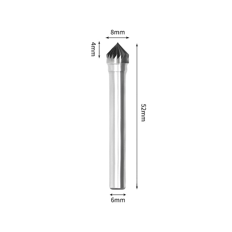 SK 8*4mm 90 Degree Angle Carbide Burr 6mm Shank 52mm Long Rotary File Bit - Da Blacksmith