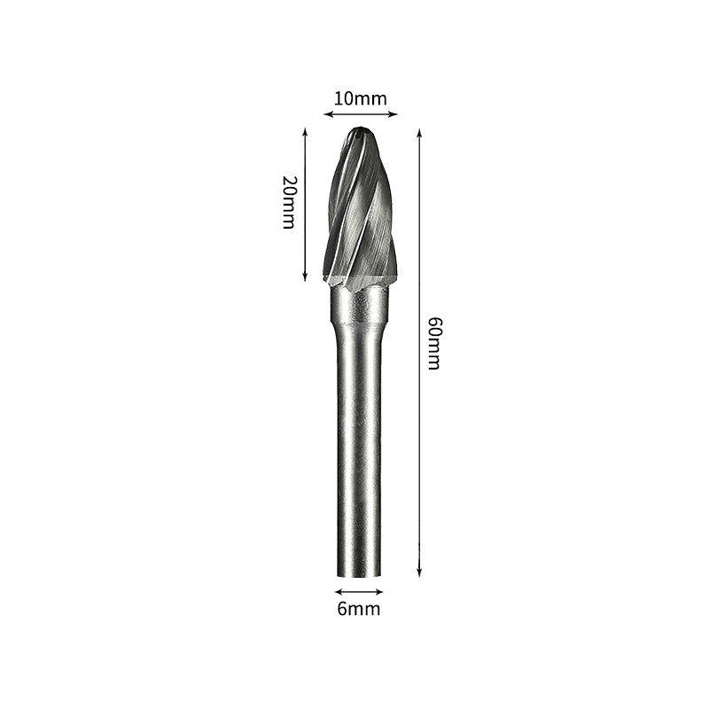 SF 10*20mm Rounded Nose Tree Carbide Burr 6mm Shank 60mm Long Rotary File Bit - Da Blacksmith
