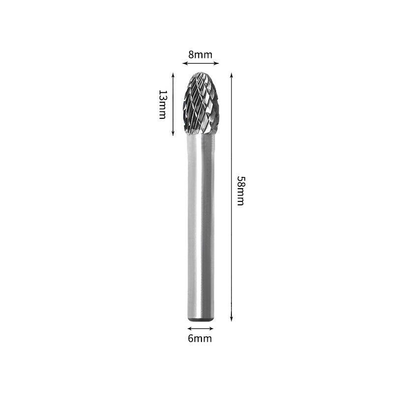 SE 8*13mm Oval Carbide Burr 6mm Shank 58mm Long Rotary File Bit - Da Blacksmith