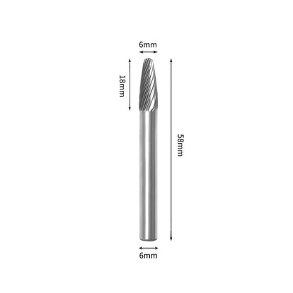 SF 6*18mm Rounded Nose Tree Carbide Burr 6mm Shank 58mm Long Rotary File Bit - Da Blacksmith