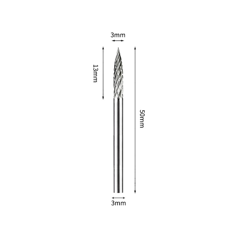 SG 3*13mm Pointed Tree Carbide Burr 3mm Shank 50mm Long Rotary File Bit - Da Blacksmith