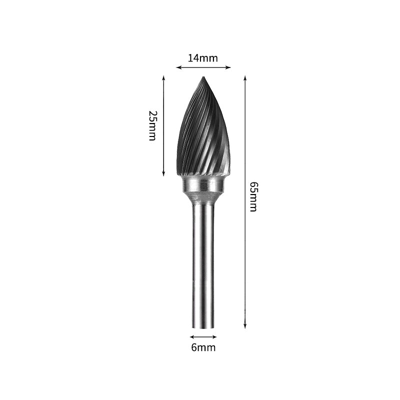 SG 14*25mm Pointed Tree Carbide Burr 6mm Shank 65mm Long Rotary File Bit - Da Blacksmith