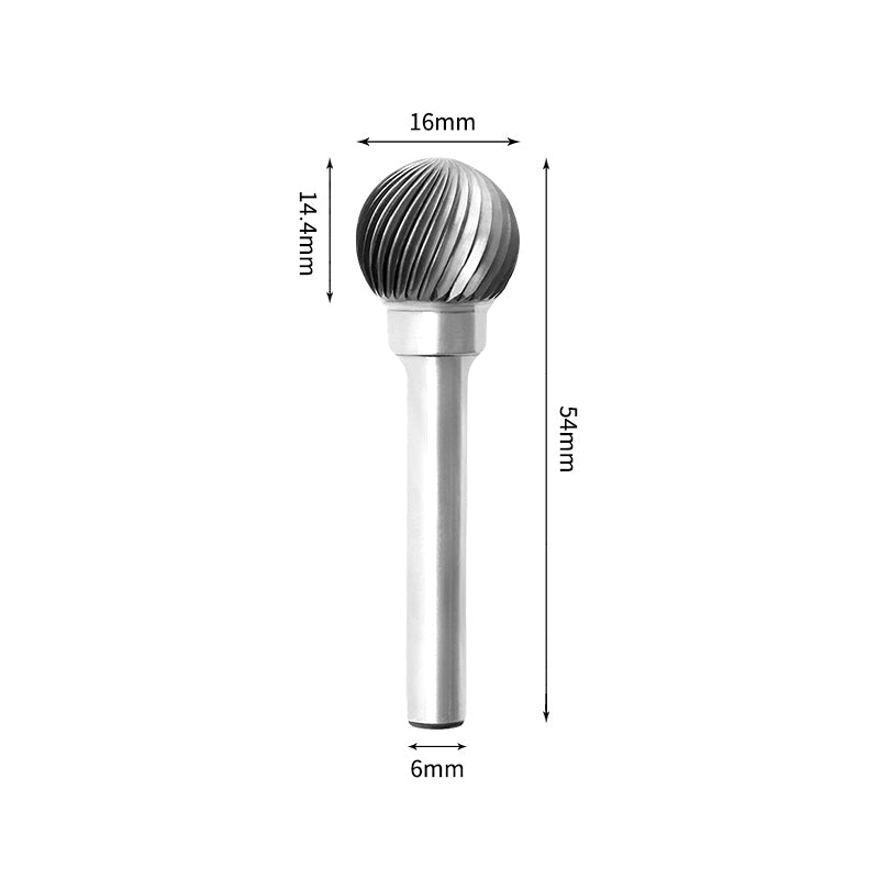 SD 16*14.4mm Ball Carbide Burr 6mm Shank 54mm Long Rotary File Bit - Da Blacksmith