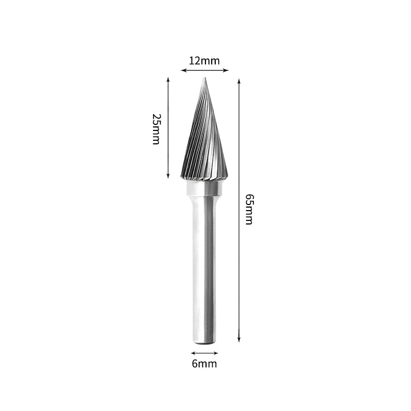 SM 12*25mm Pointed Cone Carbide Burr 6mm Shank 65mm Long Rotary File Bit - Da Blacksmith