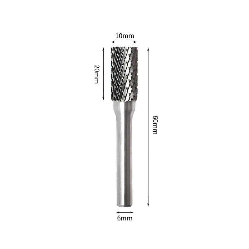 SB 10*20mm Cylinder End Cut Carbide Burr 6mm Shank 60mm Long Rotary File Bit - Da Blacksmith