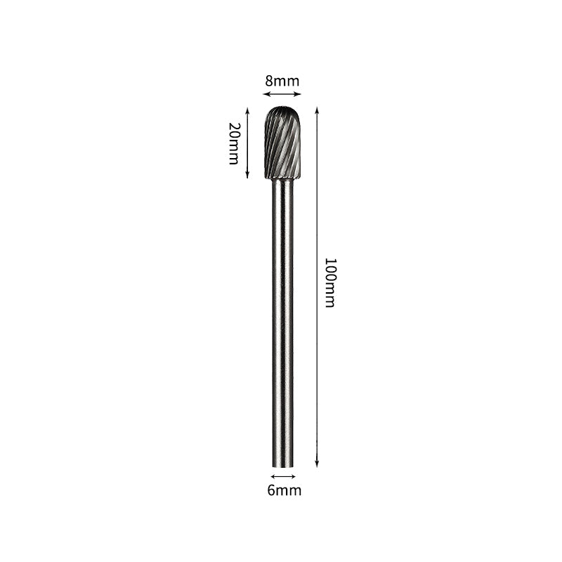 SC 8*20mm Cylinder Radius End Carbide Burr 6mm Shank 100mm Long Rotary File Bit - Da Blacksmith