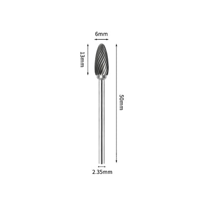 SH 6*13mm Flame Carbide Burr 2.35mm Shank 50mm Long Rotary File Bit - Da Blacksmith