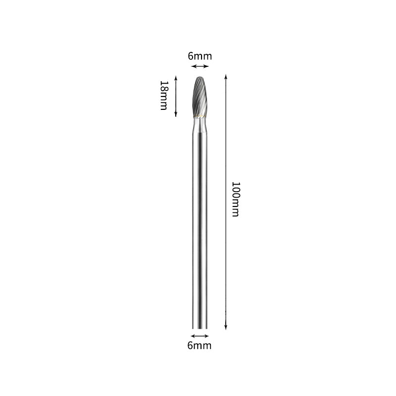 SH 6*18mm Flame Carbide Burr 6mm Shank 100mm Long Rotary File Bit - Da Blacksmith