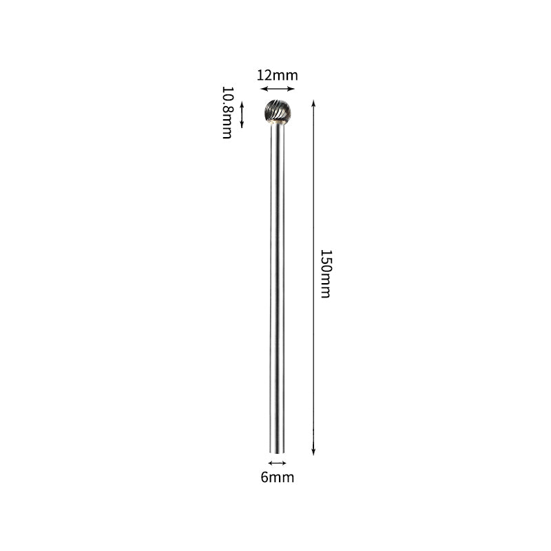 SD 12*10.8mm Ball Carbide Burr 6mm Shank 150mm Long Rotary File Bit - Da Blacksmith