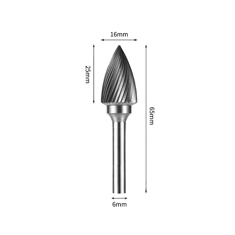 SG 16*25mm Pointed Tree Carbide Burr 6mm Shank 65mm Long Rotary File Bit - Da Blacksmith