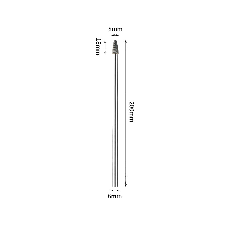 SF 8*18mm Rounded Nose Tree Carbide Burr 6mm Shank 200mm Long Rotary File Bit - Da Blacksmith