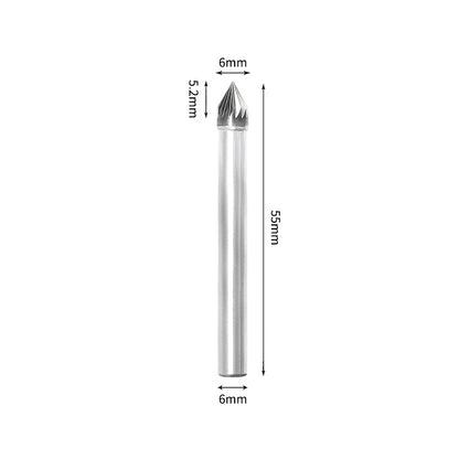 SJ 6*5.2mm 60 Degree Angle Carbide Burr 6mm Shank 55mm Long Rotary File Bit - Da Blacksmith