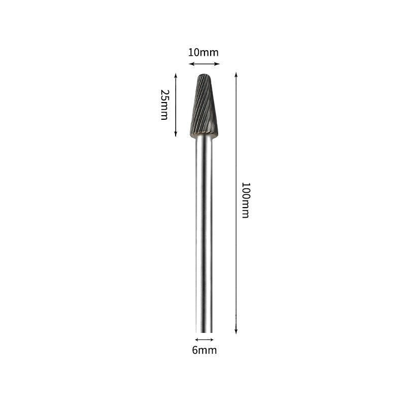 SL 10*25mm Ball Nose Cone Carbide Burr 6mm Shank 100mm Long Rotary File Bit - Da Blacksmith