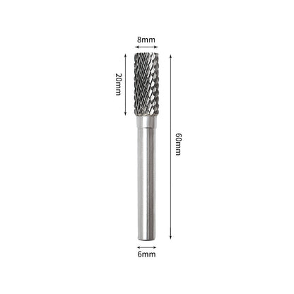 SB 8*20mm Cylinder End Cut Carbide Burr 6mm Shank 60mm Long Rotary File Bit - Da Blacksmith