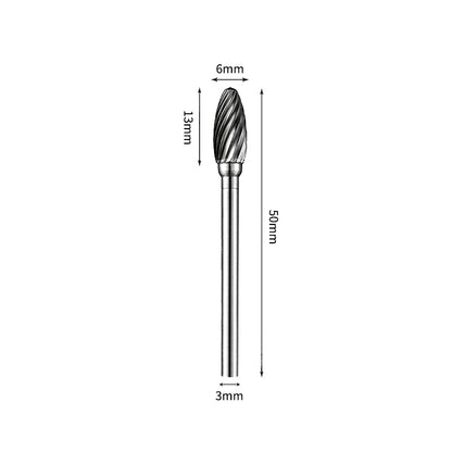 SH 6*13mm Flame Carbide Burr 3mm Shank 50mm Long Rotary File Bit - Da Blacksmith