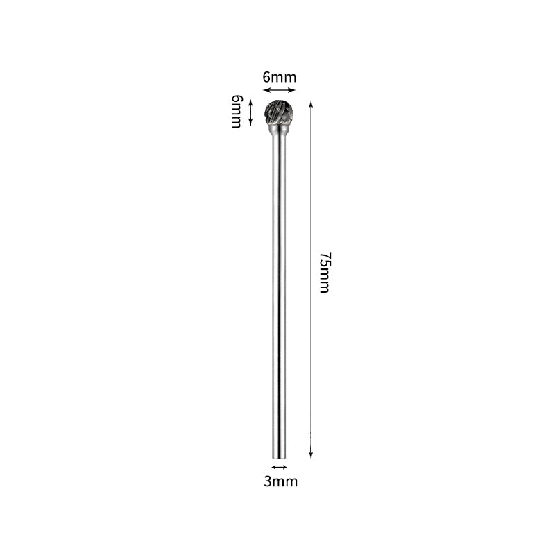 SD 6*6mm Ball Carbide Burr 3mm Shank 75mm Long Rotary File Bit - Da Blacksmith