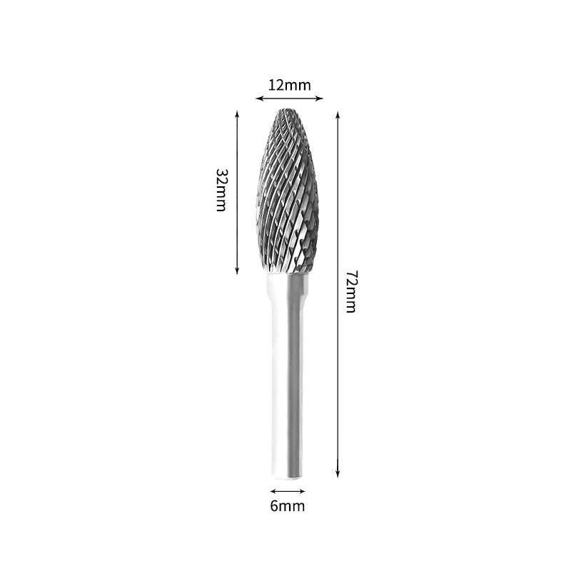 SH 12*32mm Flame Carbide Burr 6mm Shank 72mm Long Rotary File Bit - Da Blacksmith