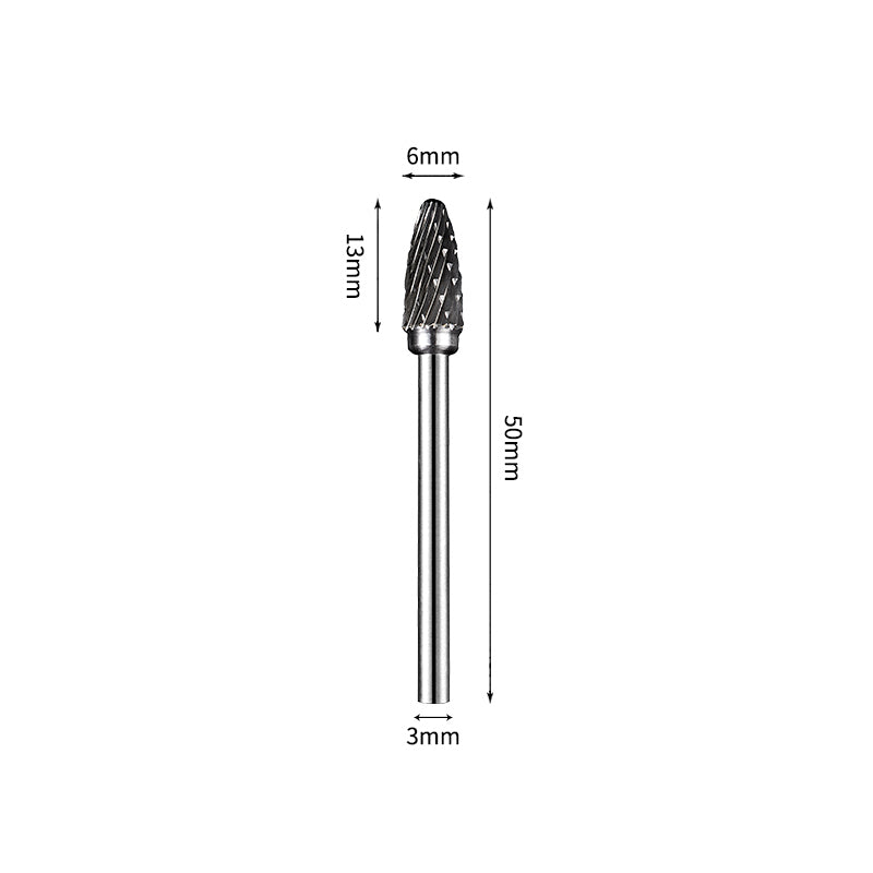 SF 6*13mm Rounded Nose Tree Carbide Burr 3mm Shank 50mm Long Rotary File Bit - Da Blacksmith