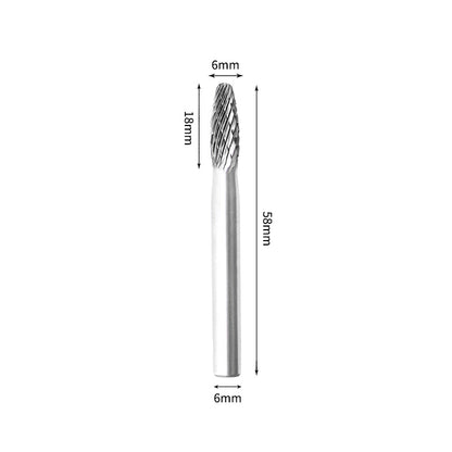 SH 6*18mm Flame Carbide Burr 6mm Shank 58mm Long Rotary File Bit - Da Blacksmith